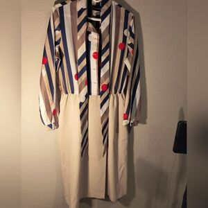 😲 Vintage 1980s Paul Alfred Ltd. Stripes and Polka Dots Dress